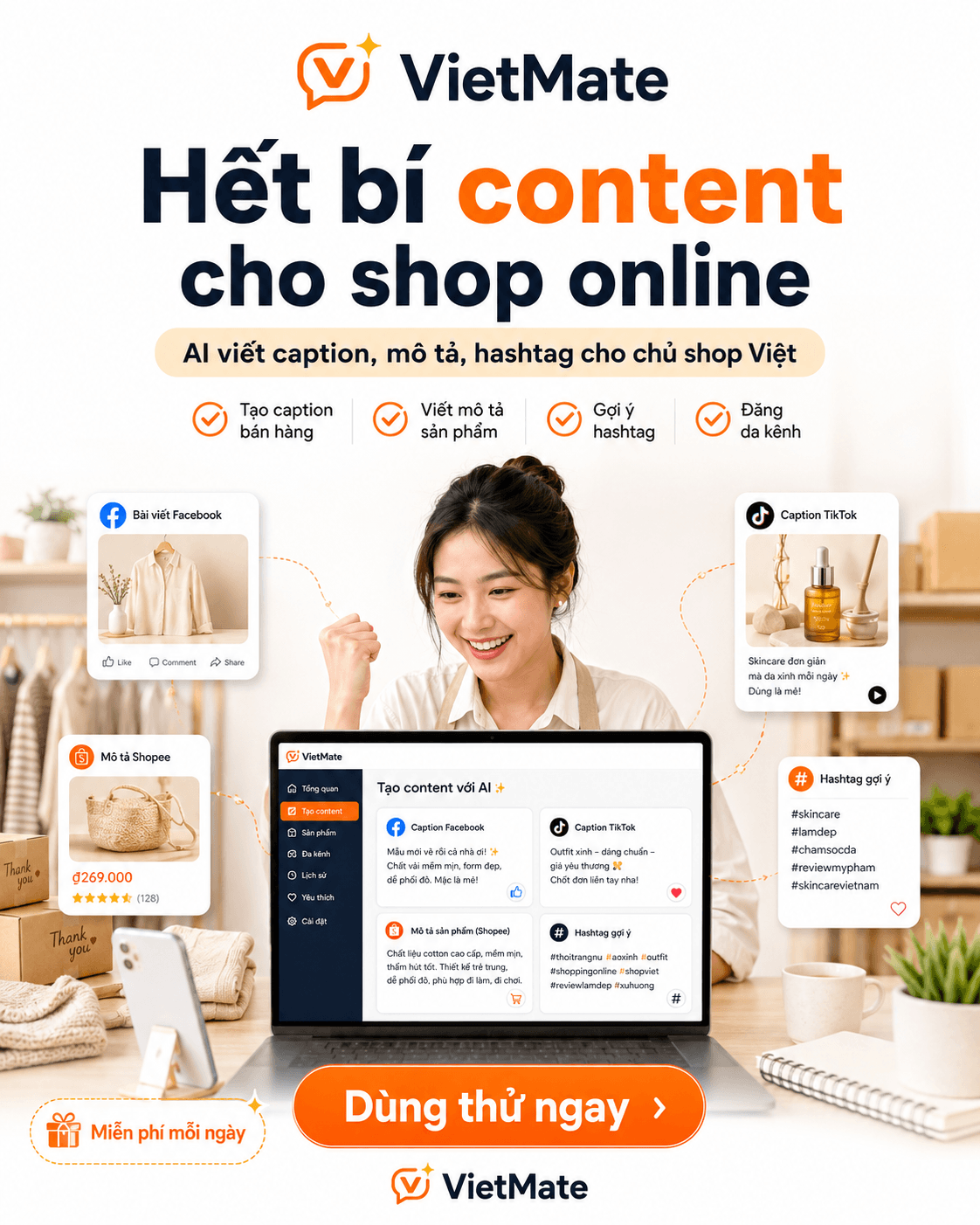 Chủ shop Việt Nam bán hàng online với VietMate